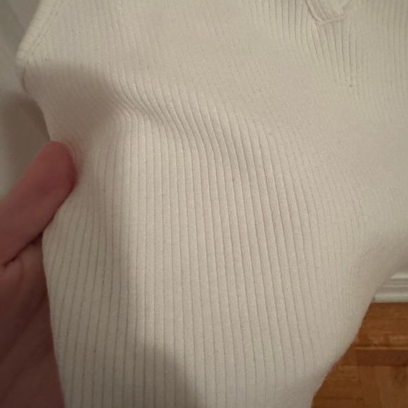 American Eagle White Ribbed Collared Crop Top - Picture 3 of 4